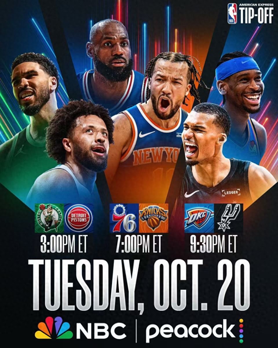 NBA官方正式揭晓新赛季揭幕周与圣诞大战的赛程安排!詹姆斯成为流量担当,总决赛重演的对决备受期待