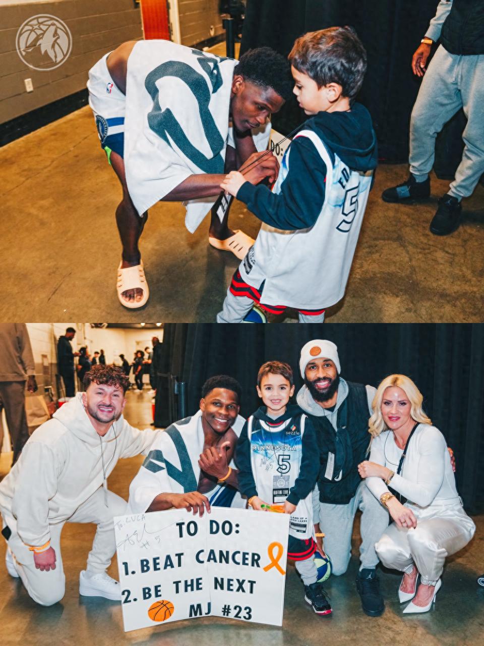 卢卡成功战胜癌症!爱德华兹与小球迷的温情故事:他始终佩戴着那条橙色手环