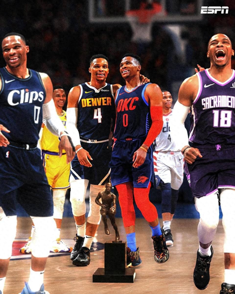 ESPN评价威斯布鲁克的职业生涯:稳居NBA历史前60位,天赋惊人却壮志未酬