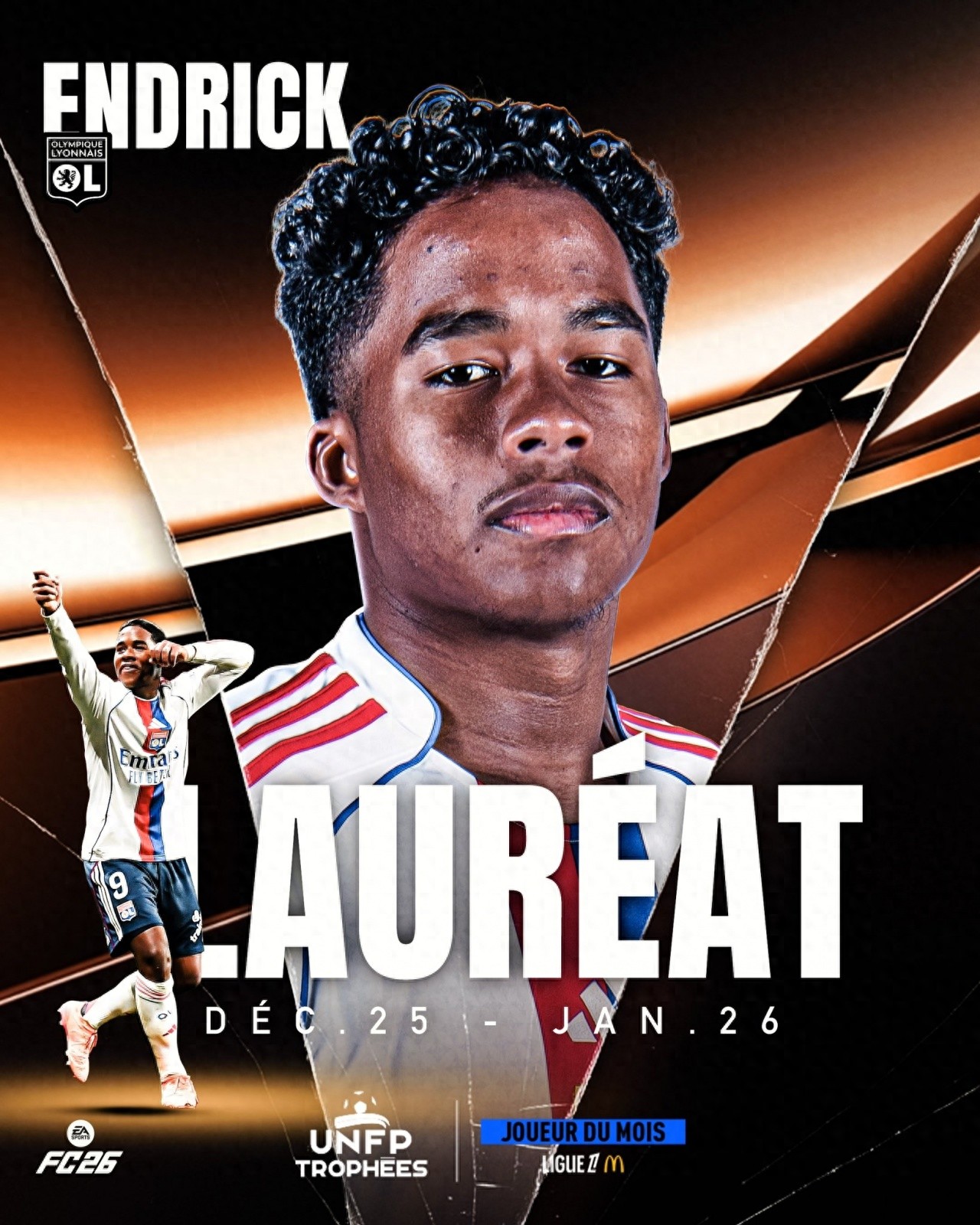 19岁的皇马前锋在冬季转会窗被租借至里昂,出场3场打进3球并贡献1次助攻,荣获法甲1月份最佳球员称号。