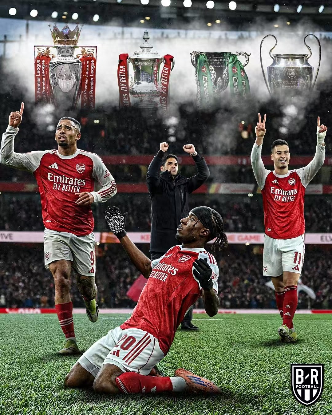 双星破门，阿森纳4球大胜，四线作战争冠，英超领跑，欧冠小组头名晋级，联赛杯冲击冠军