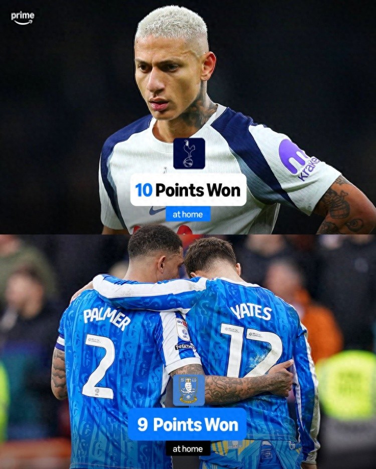 热刺本赛季在联赛主场仅获得10分，位列英超倒数第一，在英格兰四级联赛中排名倒数第二。