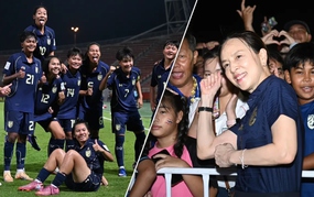 泰国女足U20队战胜越南女足U20队4-1后，庞夫人给予即时奖励